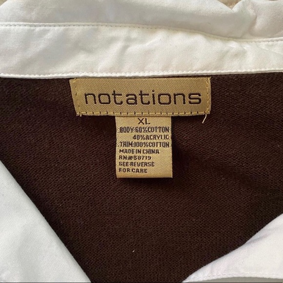 Notations Brown Sweater w/ Stripes Built in Collared Shirt: $20 - Picture 2 of 2